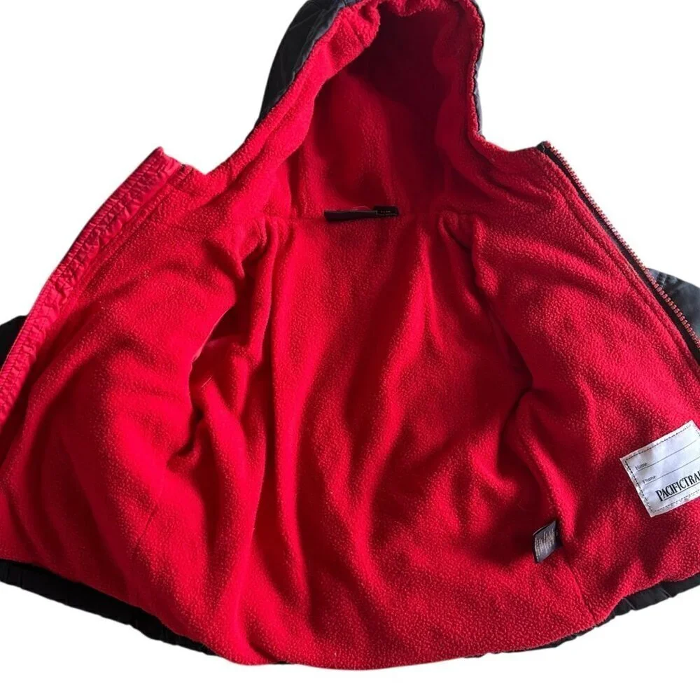 pacific trail jacket boys size 12M fleece lined hooded red black